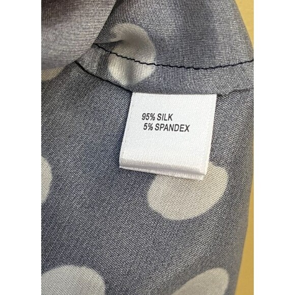 ST JOHN NAVY BLUE POLKA DOT Neck Tie Silk Blend Sleeveless BLOUSE TOP Size 14 - Picture 7 of 10